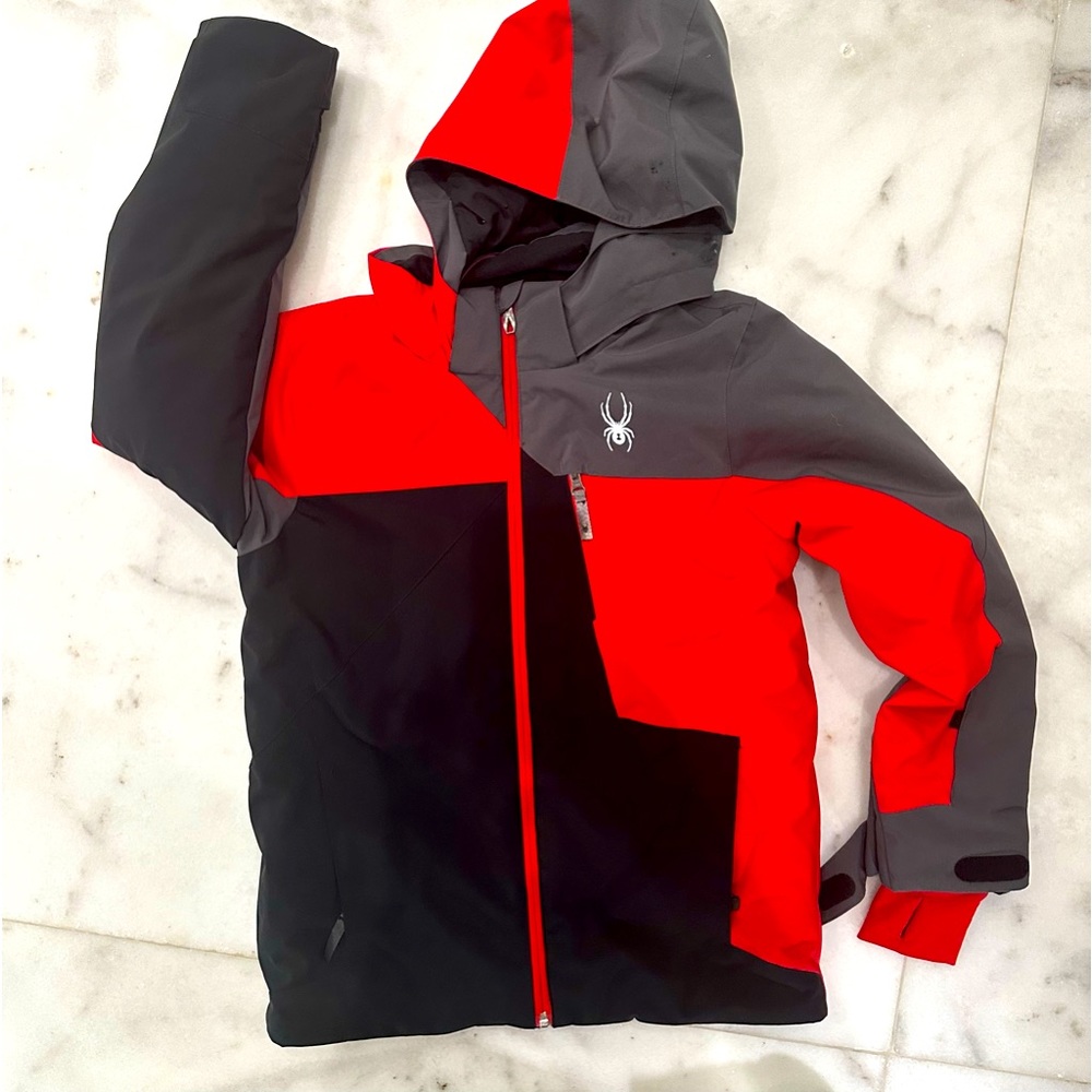 Boys Medium Spyder Insulated jacket & matching quarter zip layering sweater SKI